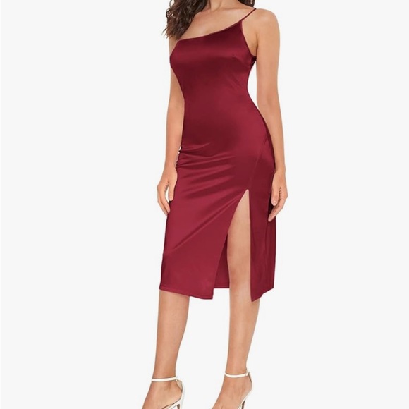 ROMWE One Shoulder Burgundy Dress - Picture 5 of 15